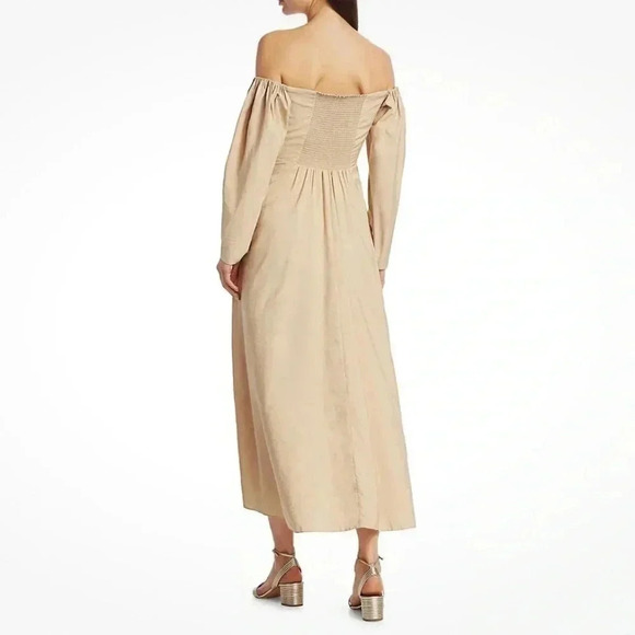 ALC CALLEY LONG SLEEVE OFF THE SHOULDER MAXI DRESS IN BEIGE- Size 8 - Picture 2 of 8